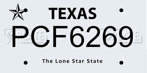 PCF6269 Texas License Plate
