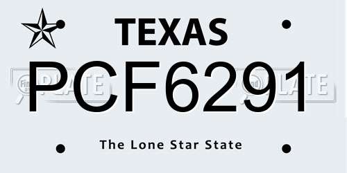 PCF6291 Texas License Plate