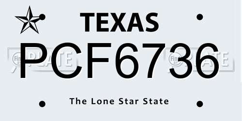 PCF6736 Texas License Plate