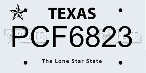 PCF6823 Texas License Plate