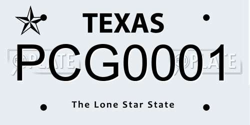 PCG0001 Texas License Plate