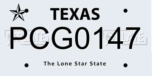 PCG0147 Texas License Plate