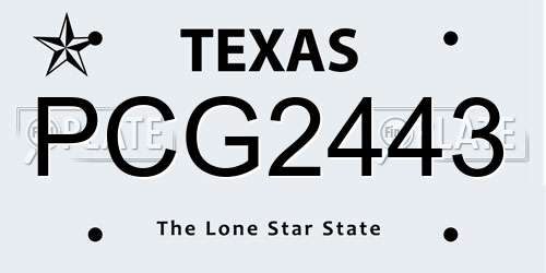 PCG2443 Texas License Plate