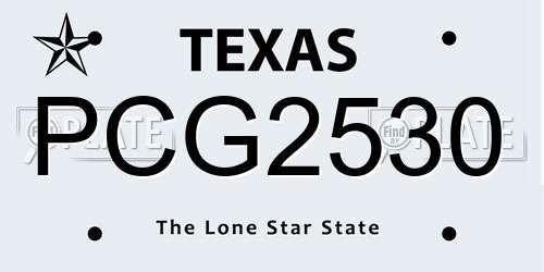 PCG2530 Texas License Plate