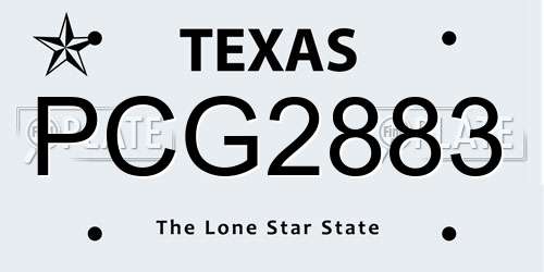 PCG2883 Texas License Plate
