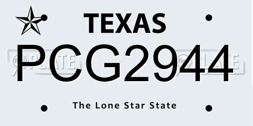 PCG2944 Texas License Plate