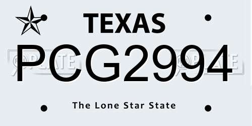 PCG2994 Texas License Plate