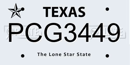 PCG3449 Texas License Plate