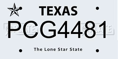 PCG4481 Texas License Plate