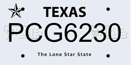 PCG6230 Texas License Plate
