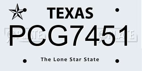 PCG7451 Texas License Plate