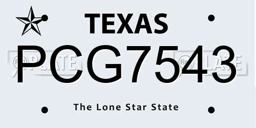 PCG7543 Texas License Plate