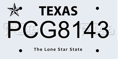PCG8143 Texas License Plate