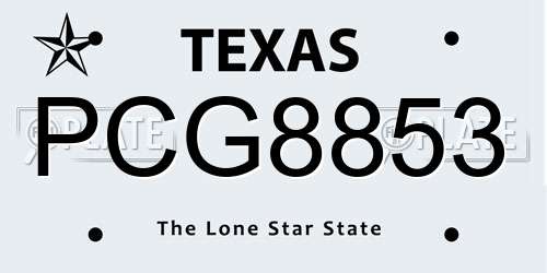 PCG8853 Texas License Plate
