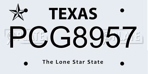 PCG8957 Texas License Plate