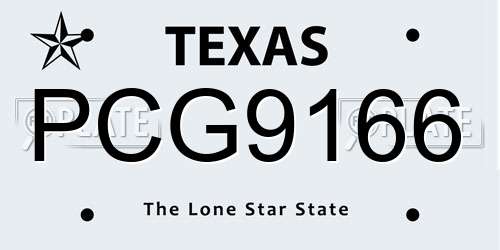 PCG9166 Texas License Plate