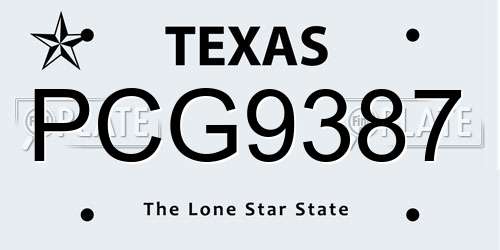 PCG9387 Texas License Plate