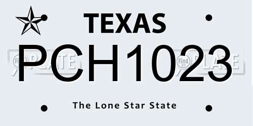 PCH1023 Texas License Plate