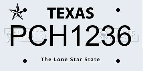 PCH1236 Texas License Plate
