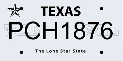 PCH1876 Texas License Plate