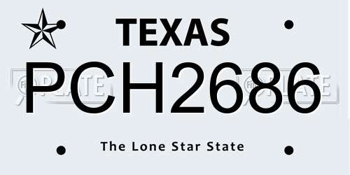 PCH2686 Texas License Plate