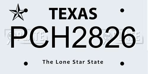 PCH2826 Texas License Plate