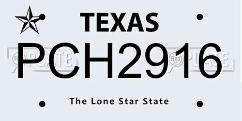 PCH2916 Texas License Plate