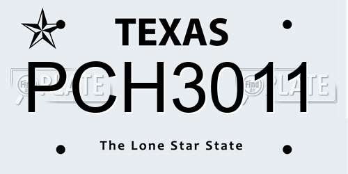 PCH3011 Texas License Plate