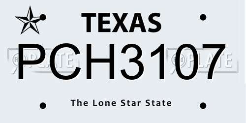 PCH3107 Texas License Plate