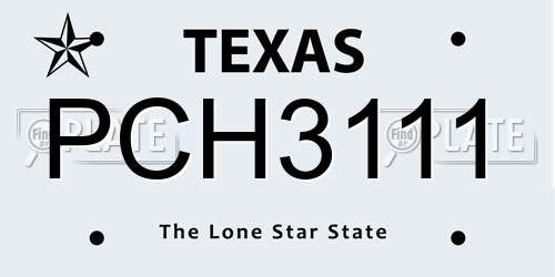 PCH3111 Texas License Plate