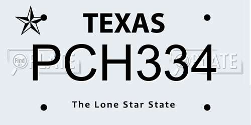 PCH334 Texas License Plate