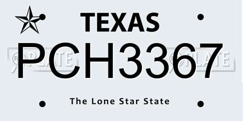 PCH3367 Texas License Plate