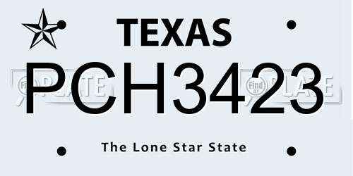 PCH3423 Texas License Plate