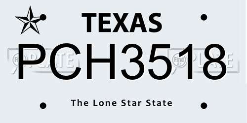 PCH3518 Texas License Plate