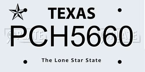 PCH5660 Texas License Plate