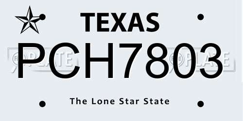 PCH7803 Texas License Plate