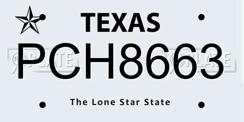 PCH8663 Texas License Plate