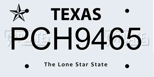 PCH9465 Texas License Plate