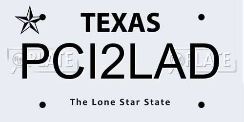 PCI2LAD Texas License Plate