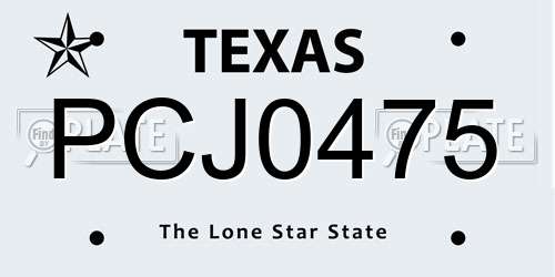 PCJ0475 Texas License Plate