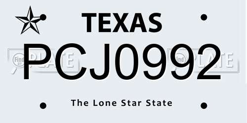 PCJ0992 Texas License Plate
