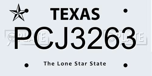 PCJ3263 Texas License Plate