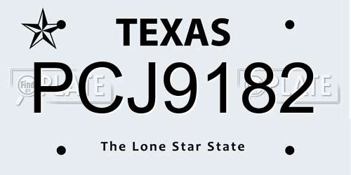 PCJ9182 Texas License Plate