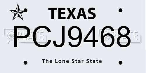 PCJ9468 Texas License Plate