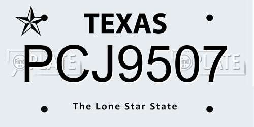PCJ9507 Texas License Plate