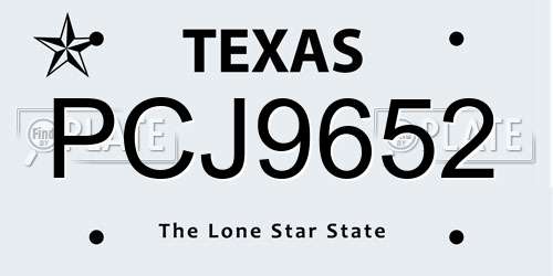 PCJ9652 Texas License Plate