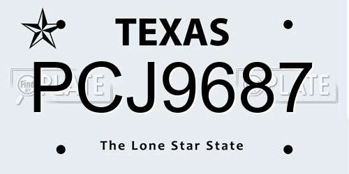 PCJ9687 Texas License Plate