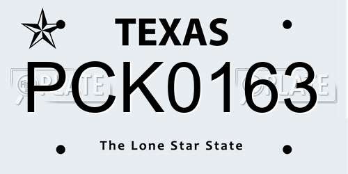 PCK0163 Texas License Plate