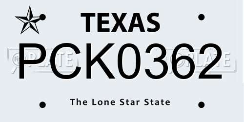 PCK0362 Texas License Plate