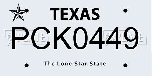 PCK0449 Texas License Plate